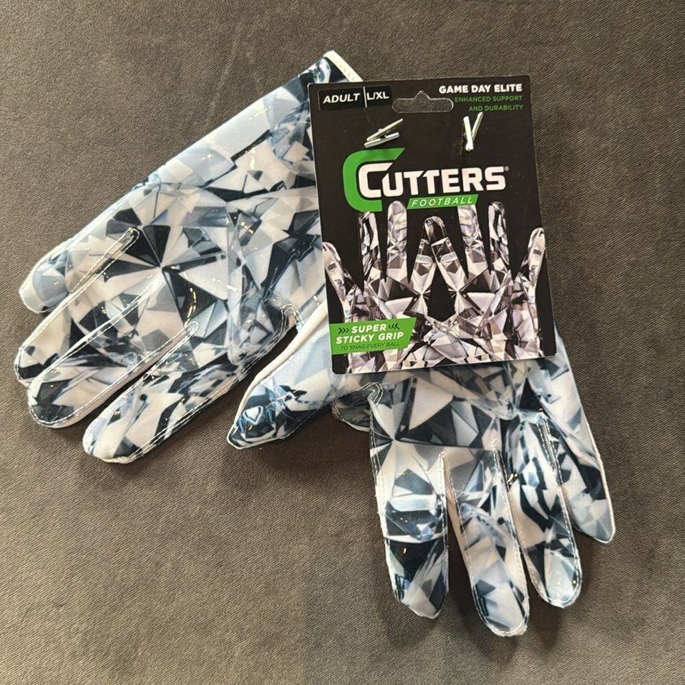 Cutters Game Day Elite Football Gloves Adult L/XL White Diamond SuperStickyGrip